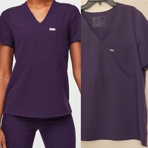FIGS Technical Catarina One Pocket Scrub Top dark purple jam L